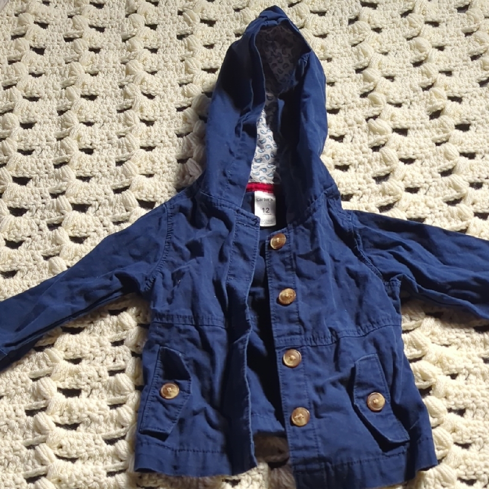 🔥2 for $12🔥 Carter's Navy Hooded Kids Raincoat with Button Front